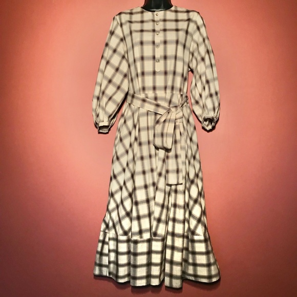 Zara Oversized Cotton Plaid Shirt Dress With Belt Tie ZW Collection Long Sleeves - Picture 12 of 12